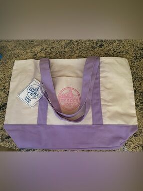 Trader Joe's Lavender & Cream Canvas Tote NWT
